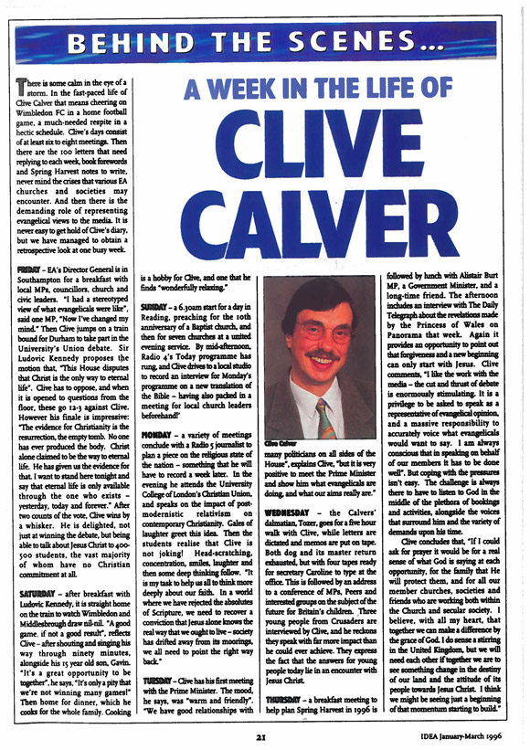 A week in the life of Clive Calver