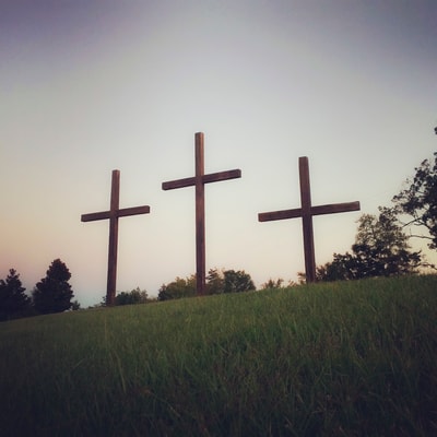 Three crosses on a hill