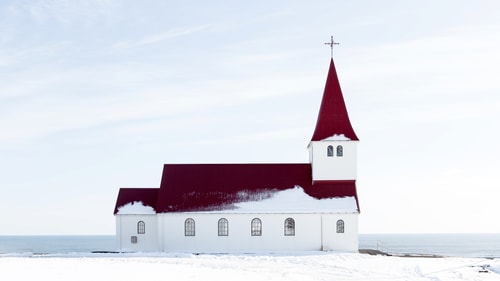 Church winter snow