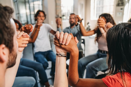 Group holding hands