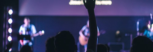 Church worship hands raised