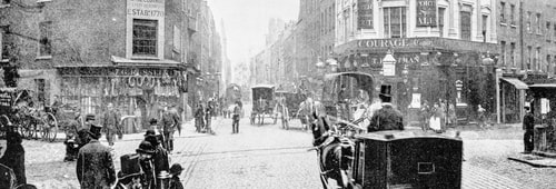 Antique photograph of Seven Dials junction in London (19th century) stock photo