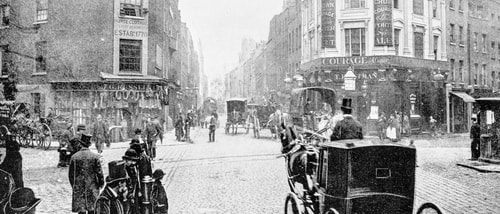 Antique photograph of Seven Dials junction in London (19th century) stock photo