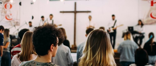 Young adults at church